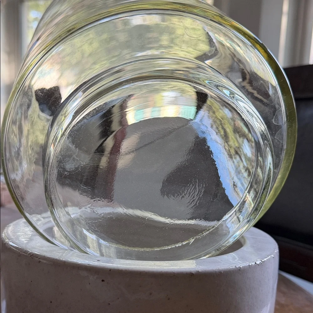 West Elm Glass and White Ceramic Base Candle Holder